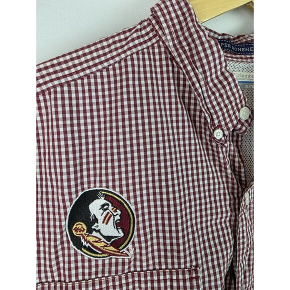 Florida State University FSU Columbia Mens Shirt Size XL Plaid Short Sleeve Top - Picture 5 of 11